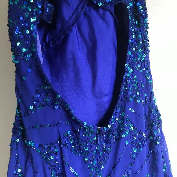 Adrianna papell Blue Sequined E Live from the Red Carpet Maxi dress size 2 - Picture 3 of 8